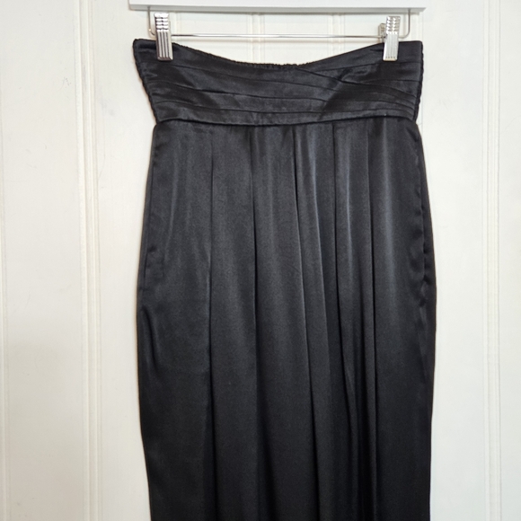 Vintage 100% Silk Pants Womens Size 6 Black High Waist Ruched Buttoned Back - Picture 2 of 12